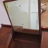 Vintage dressing table/chest - woven rattan - 5 drawers - mirror - 1960s/70s