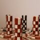 Modern Handmade Black and White Checkered Candlestick Holder