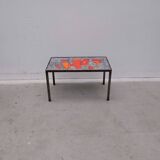 Coffee table by robert and jean cloutier in enameled lava stone, 1960