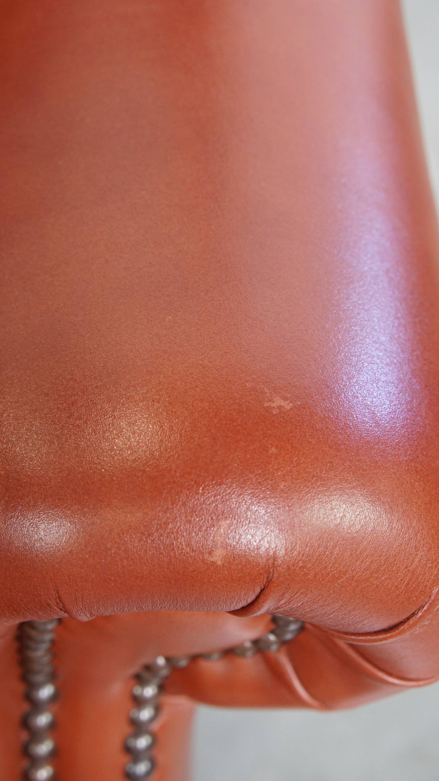 Elegant smooth English cowhide leather Chesterfield wingback armchair