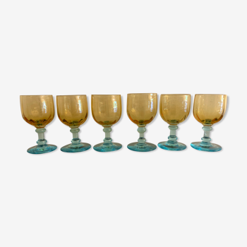 6 verres à porto en cristal Legras Montjoye, modèle George Sand, fin XIXème