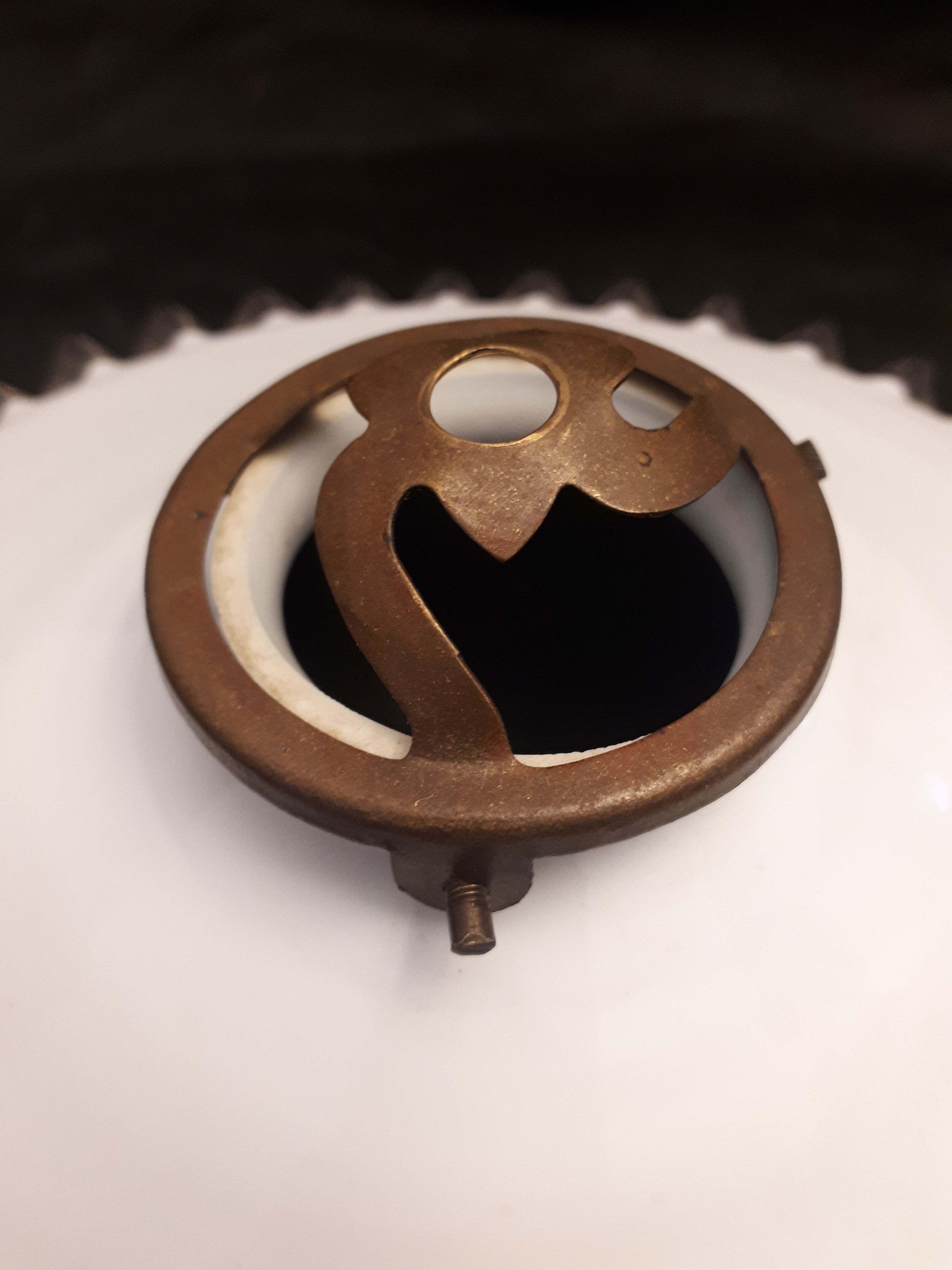 White opaline glass hanging lamp ruffle transparent vintage 1940/1950