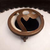 White opaline glass hanging lamp ruffle transparent vintage 1940/1950