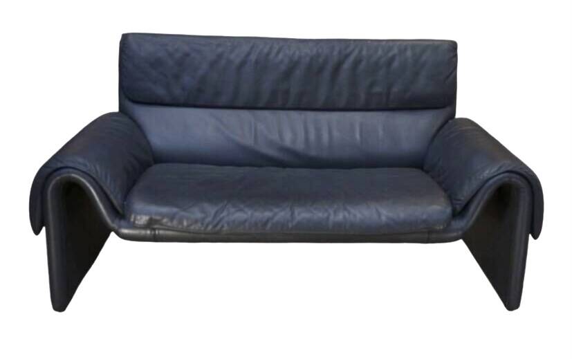 High-end black leather sofa, luxury De Sede sofa