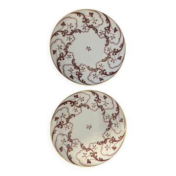 • Paire d'assiettes creuses/plates en porcelaine de Paris, Atelier Camille