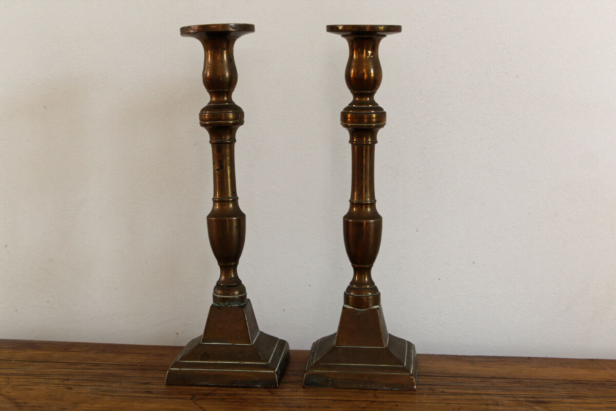 Pair of copper candle holders