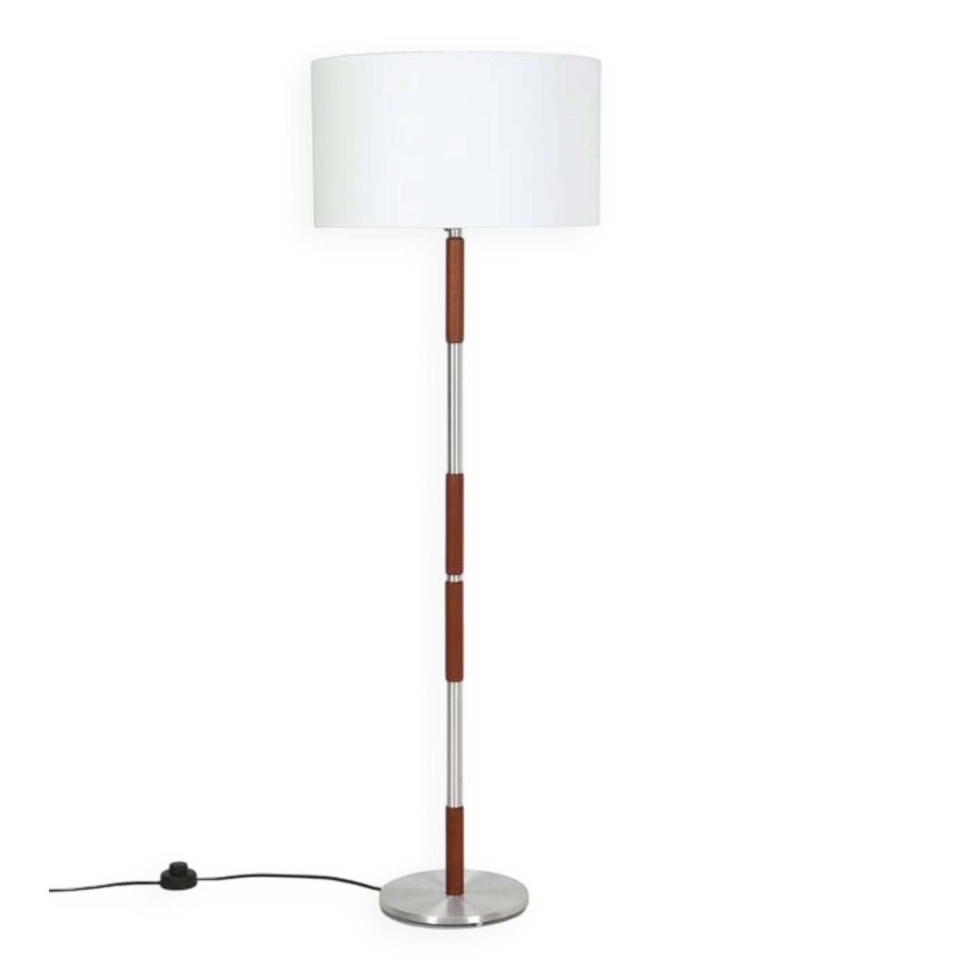 Big mid-century floor lamp / teak / aluminum / Danish modern design / 1960s / 1970s