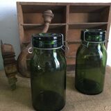 Pair of thick glass jars Bleach