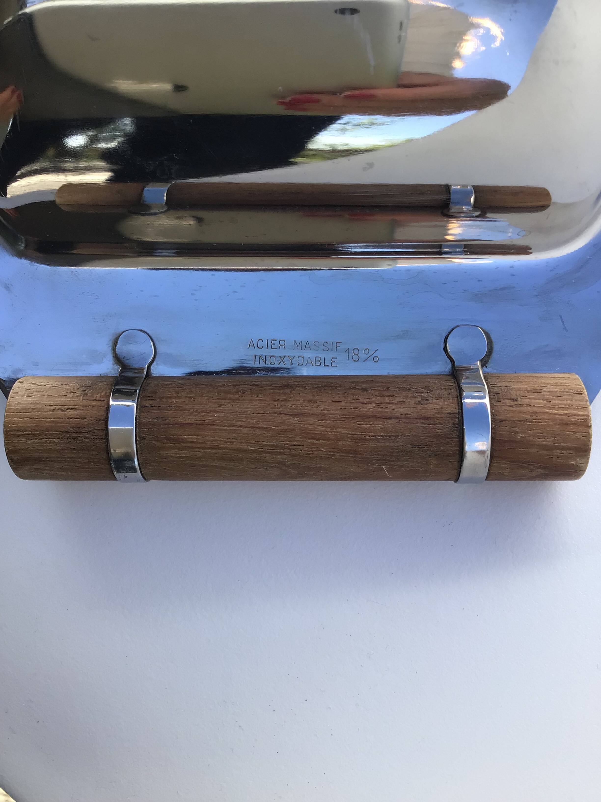 Coupe inoxydable octogonale poignées bois