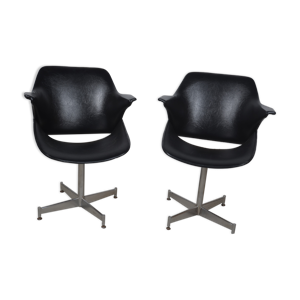 Fauteuils en skaÏ noir 1970