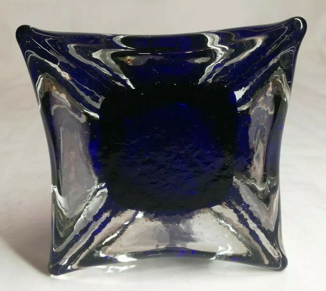 Old vintage blue glass vase