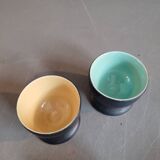 Set of 6 black and colored ceramic egg cups