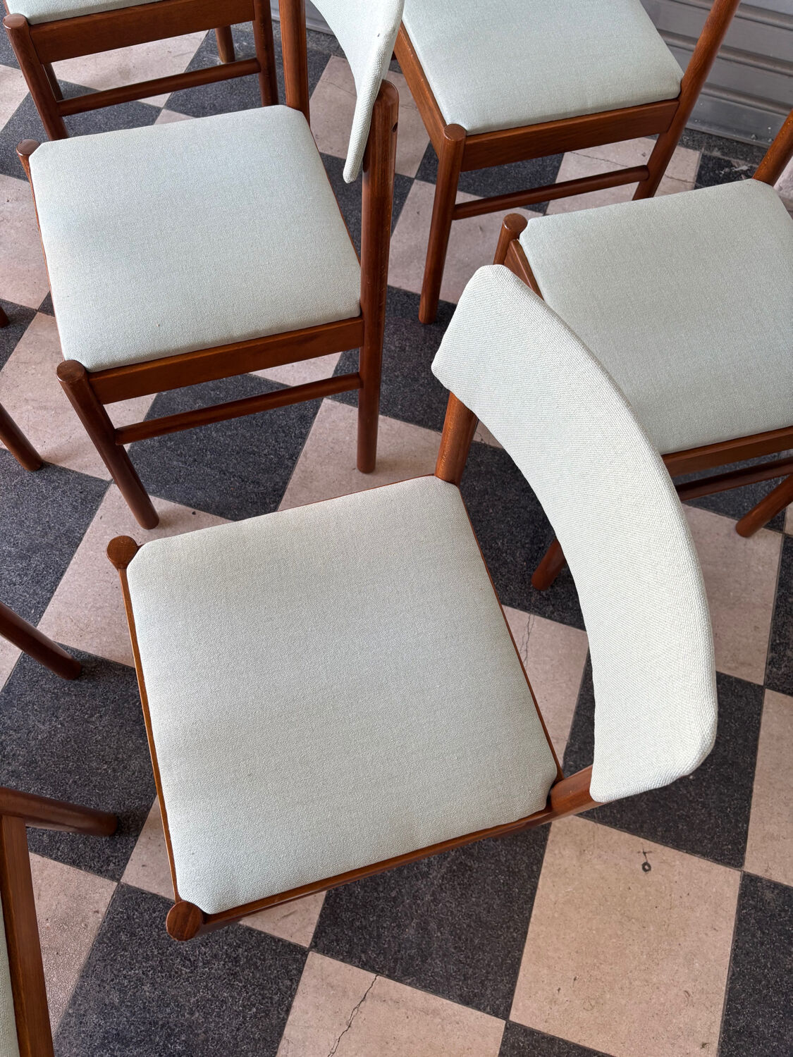 Set of 10 Baumann chairs in aqua green