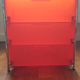 small cabinet with drawers bright red design, metal frame