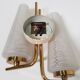 Pair of double appliques in shortbread glass and vintage brass 1960