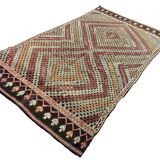 Geometric Handwoven Bohemian Kilim Rug