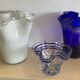 Trio of vintage blown glass handkerchief vases