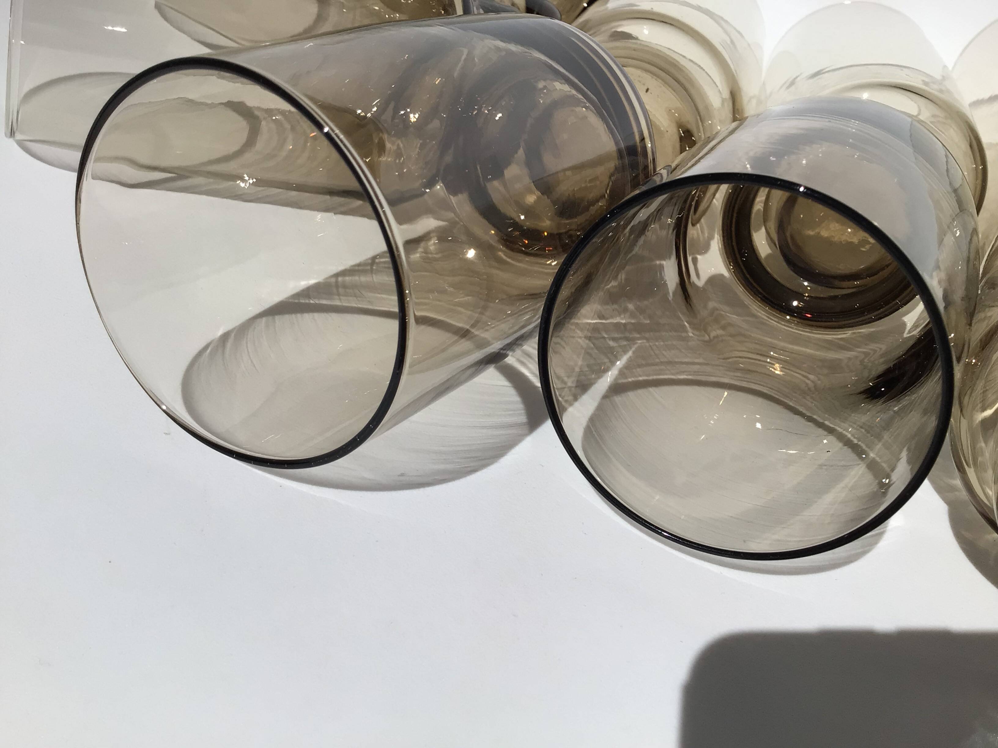 10 Verres à eau fumés brun 70´s