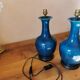 Pair of blue ceramic lamps
