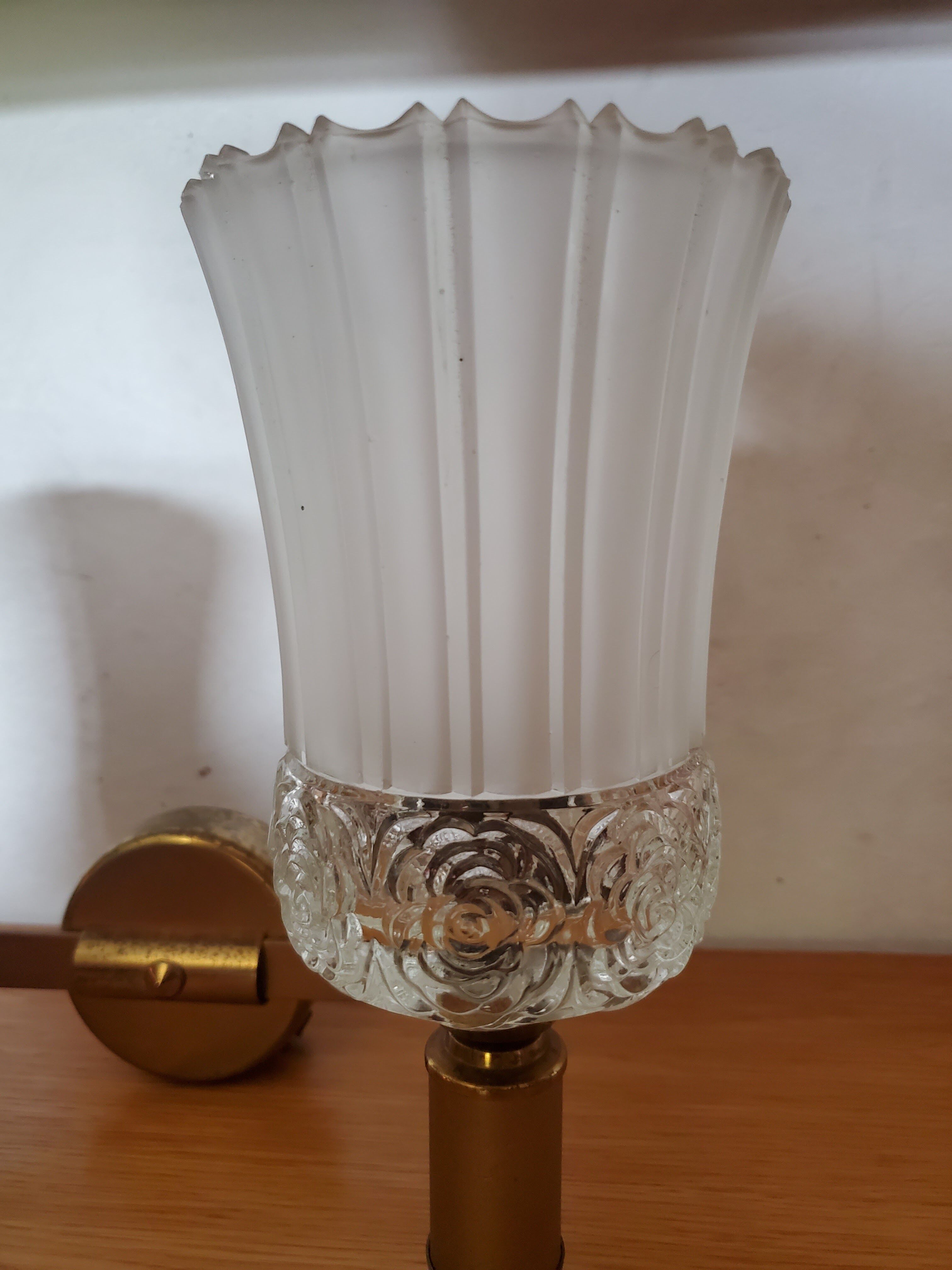 Pair of art deco wall lamps glass paste