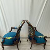 Pair of reupholstered convertible armchairs, 1930s-40s