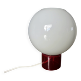 70s lamp in white opaline and translucent red glass