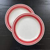 Pair of red striped plates