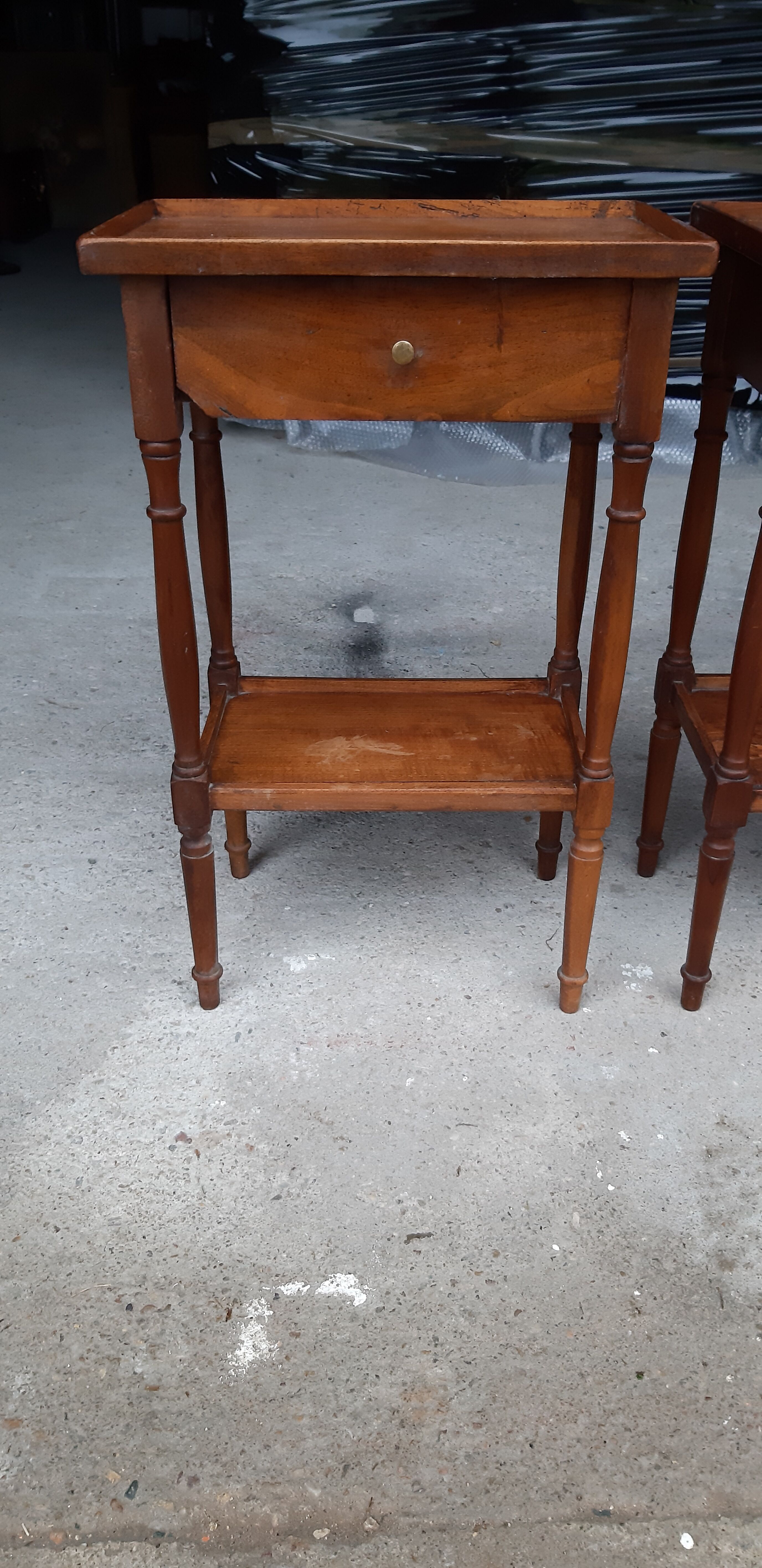Pair of bedside tables in walnut 19th
