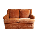 Orange velvet two-seat sofa