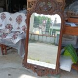 Large mirror with flowers, rockeries and carved hearts 1900 rococo type