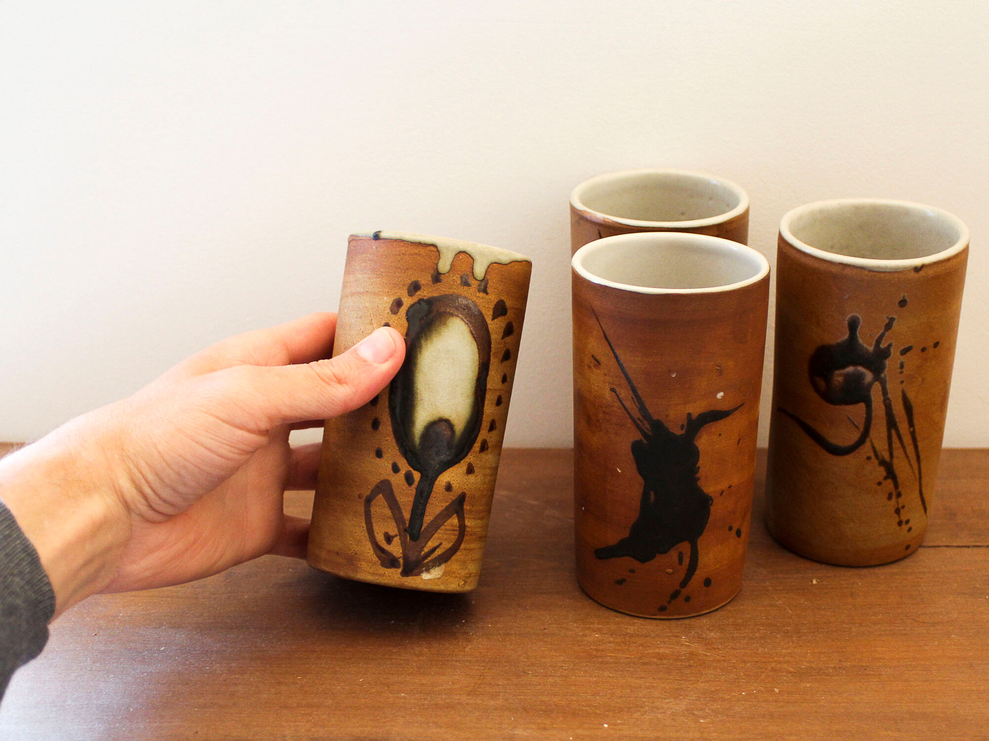 Set of 4 ceramic cups Poterie de la Colombe