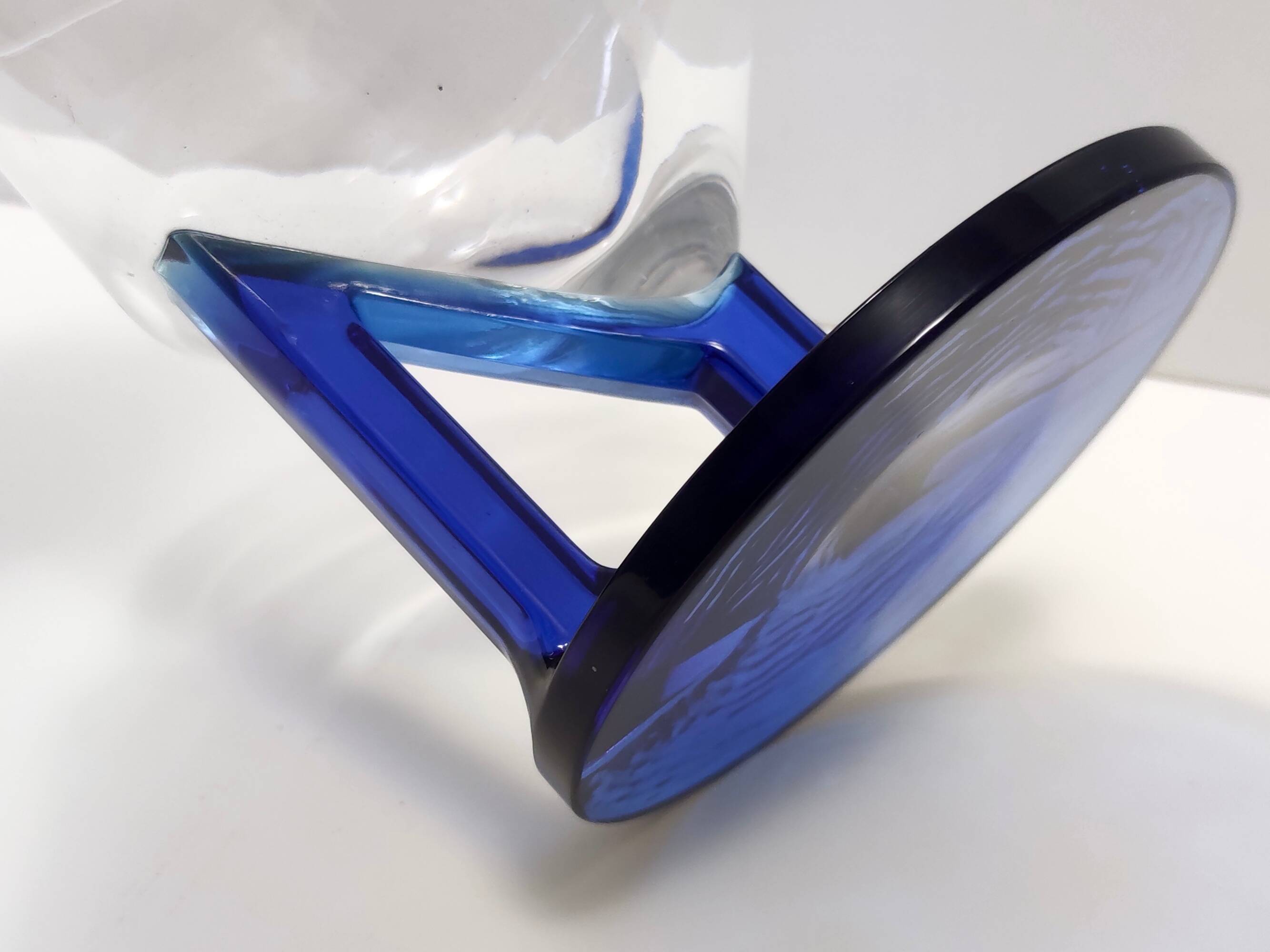 Vintage 1970s Italian Postmodern Blue Glass Pitcher