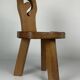 Sculptural Brutalist Chunky Tripod Stool in Oak, 1960s