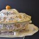 Superb vegetable dish/soup tureen in ceramic and its serving platter in very good condition.