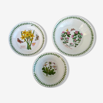 Set of 3 portmeirion earthenware made in england décor botanic garden