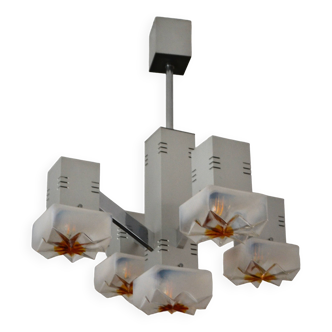 Lustre cubique Sciolari Chrome verre de Murano 60/70s