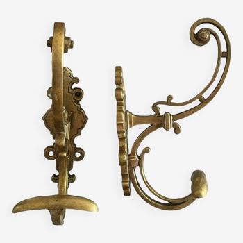 Pair of hooks in gilded bronze XIXth 25cm