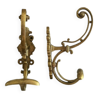 Pair of hooks in gilded bronze XIXth 25cm