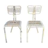 Perforated metal chairs René Malaval 1950