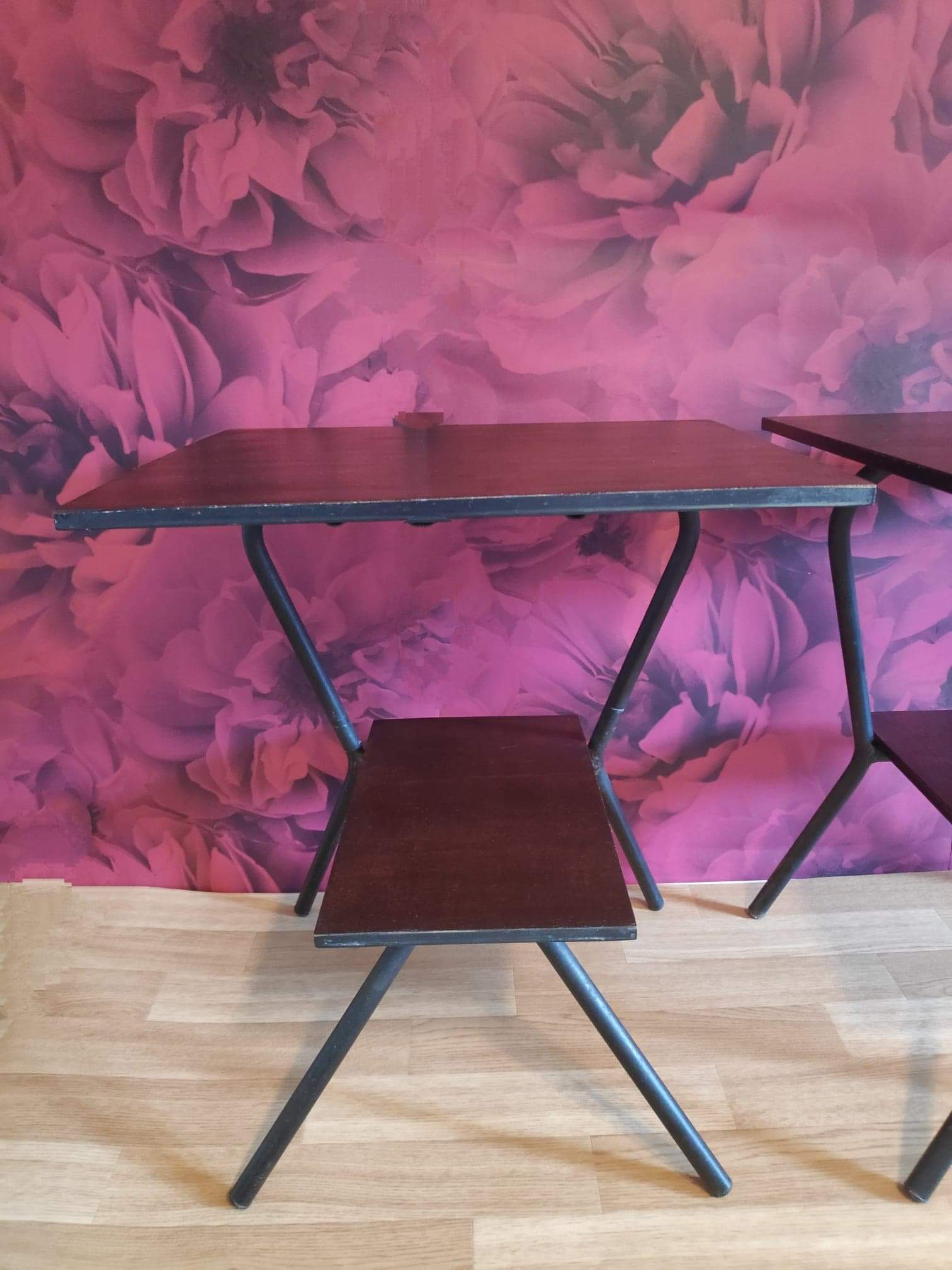 Dark wooden bedsides of the 1950s
