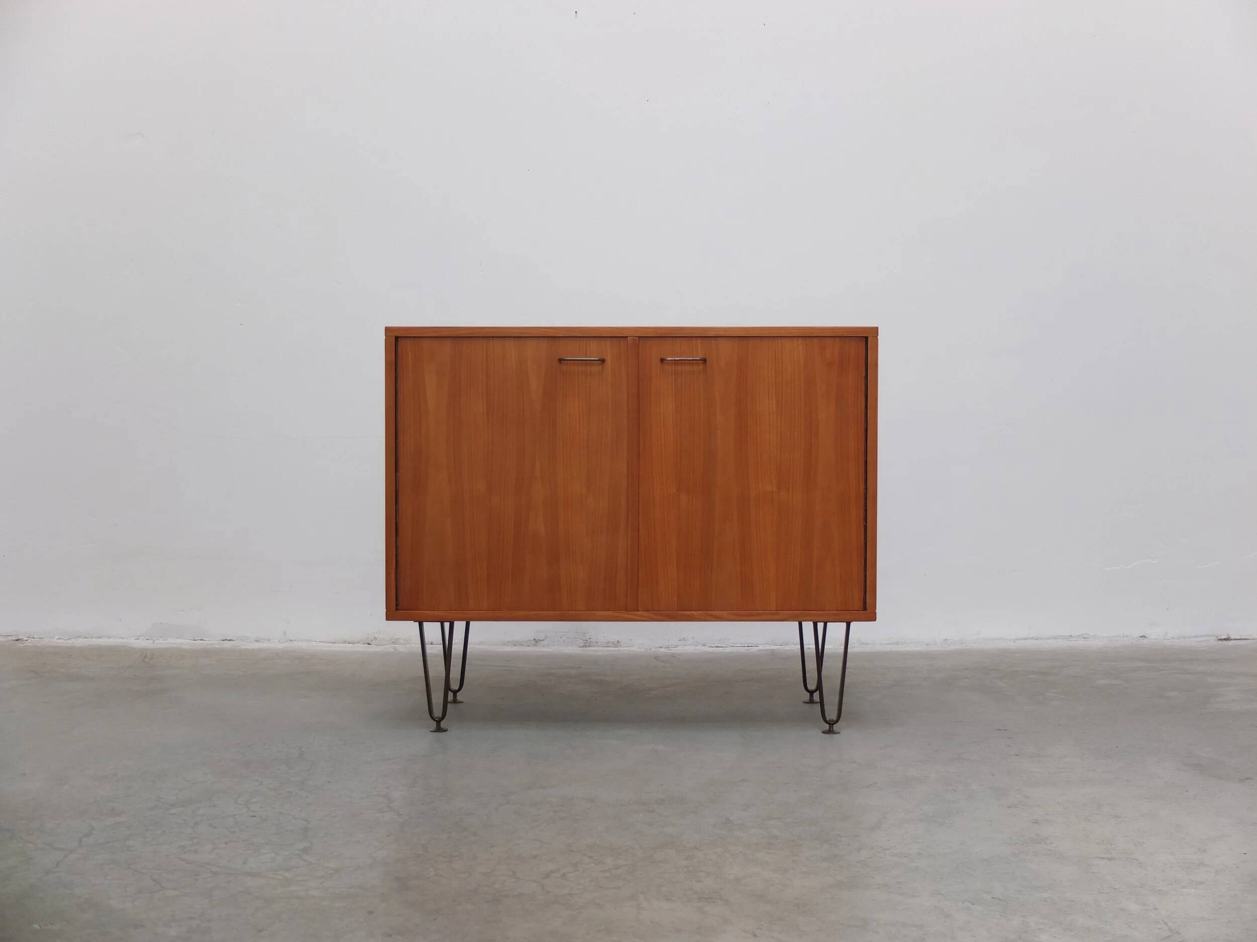 Pair of honey coloured cabinets by Alfred Hendrickx for Belform, 1950s