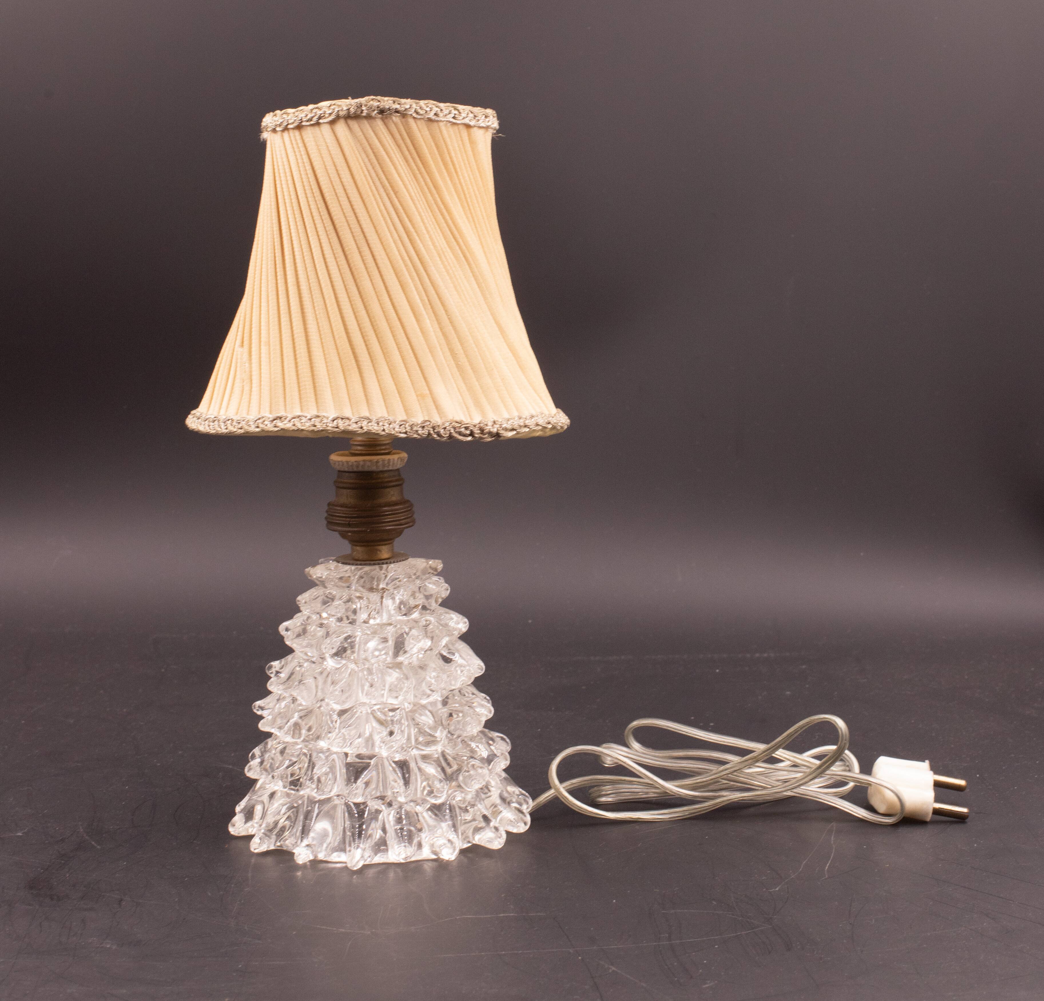 Lampe de table dans un vase en verre de murano rostrato pour barovier & toso, années 1940