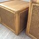 Trio of vintage tables in canning and rattan