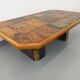 Vintage Brutalist Stone and Oak Coffee Table from the 70s 80s