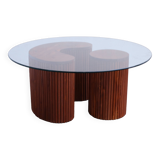 Table en bois de sapin et verre faite-main au Maroc