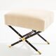 Jacques Adnet Fauteuil à bascule et ottoman cuir et velours de mohair 1950