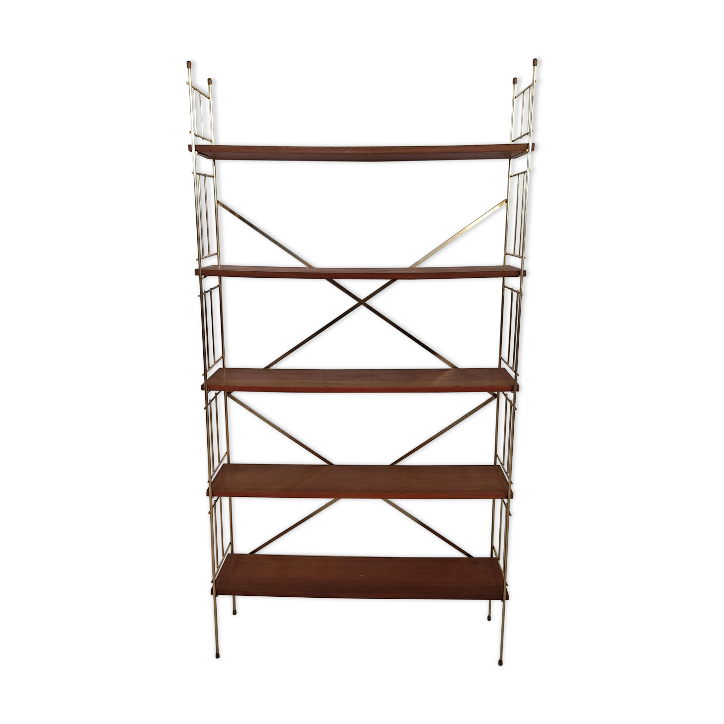 Vintage brass and teak shelf