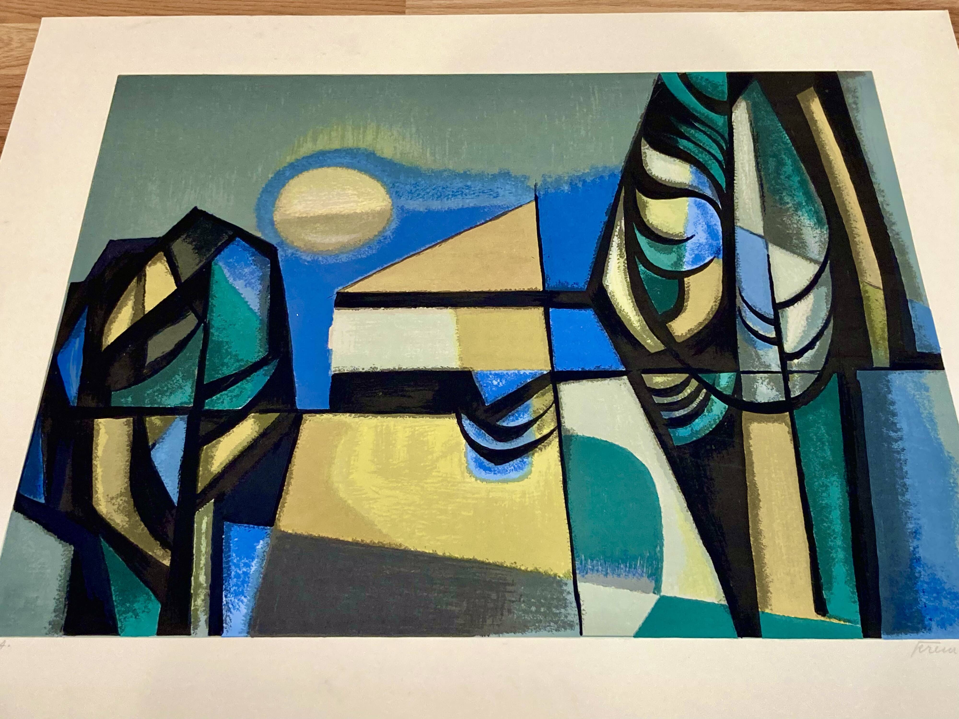Lithograph signed "Albert Ferenz" Design 1950.