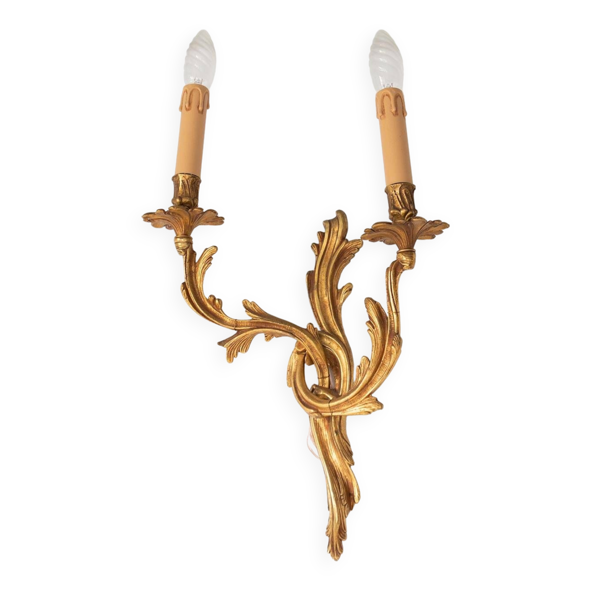 Large 20th century gilded bronze rocaille wall light