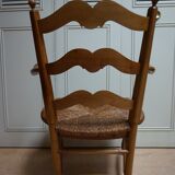 French country provence beech wood armchair with rush wicker seat